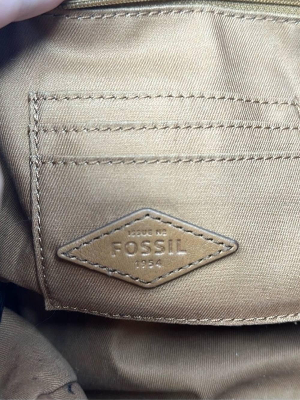 Fossil Beige Polka Dot Satchel with Brown Leather Trim - Picture 8 of 8